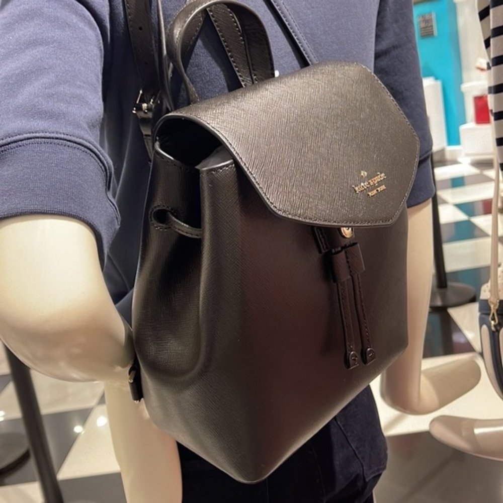 Kate Spade Lizzie Medium Flap Backpack Black